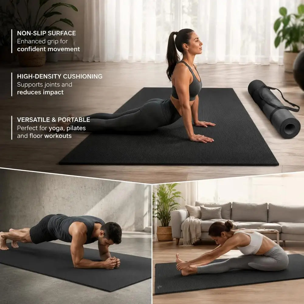 Esterilla de Ejercicio, Antideslizante, Esterilla de Yoga Premium de Alta Densidad, Esterilla de Yoga para Entrenamiento para Hombres y Mujeres, Esterilla de Fitness y Ejercicio con Bolsa y Correa de Transporte, para Todo Tip