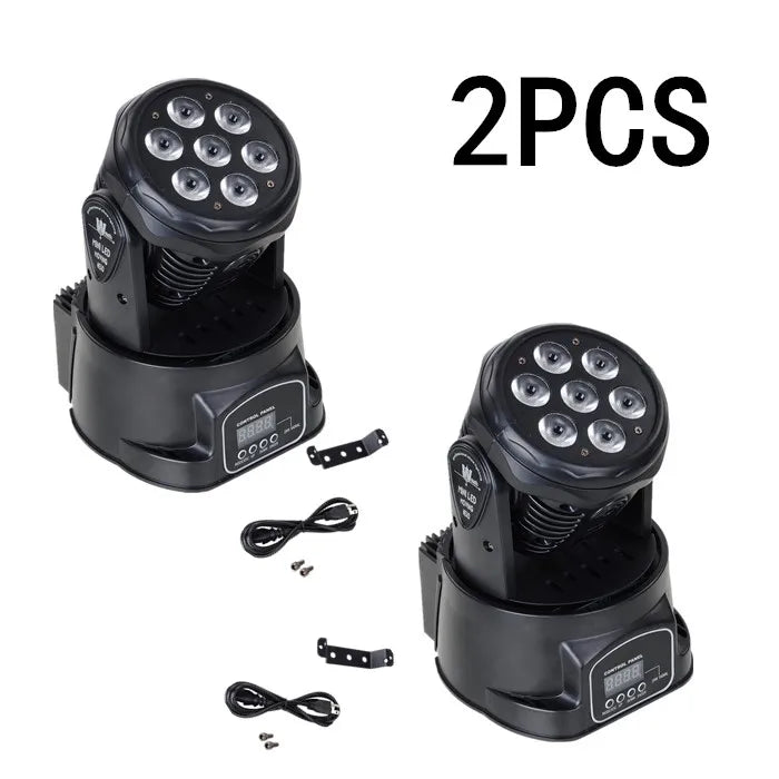 2 piezas de mini cabezal móvil LED Wash 7x12W RGBW 4 en 1 para discoteca, DJ y KTV, 12/16 canales DMX, luz de bola LED para escenario de 14 canales