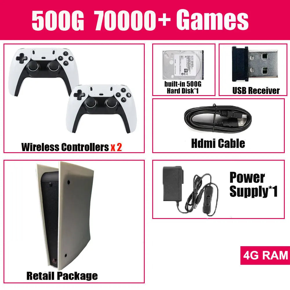 ¡Nuevo! Consola de juegos retro X5 con disco duro de 2 TB, más de 70 000 juegos, salida de alta definición 4K y más de 60 emuladores para XBOX y WII, con mando inalámbrico.