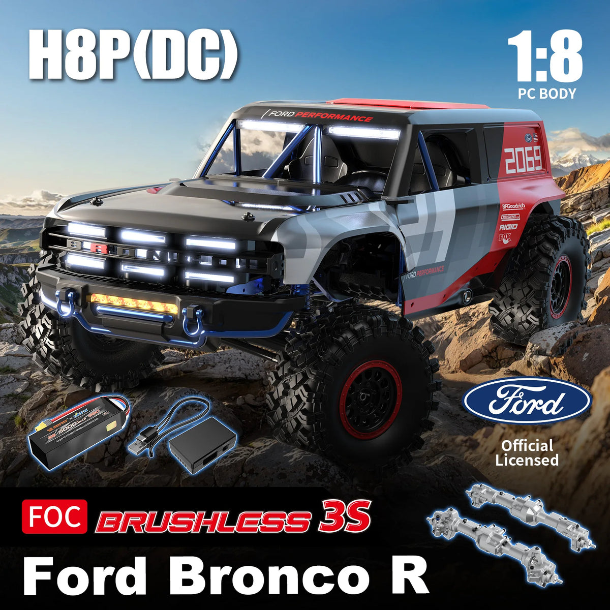 Local+ HYPER GO MJX H8H H8E H8P Coche de juguete RC 1:8 2.4G sin escobillas de alta velocidad, todoterreno 4x4 con control remoto para adultos, camión RC, crawler RC para adultos, envío local en 24h desde la UE