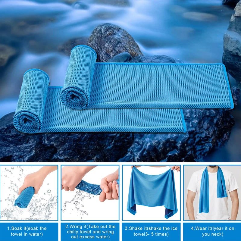 Toalla de hielo refrescante para deportes de secado rápido de microfibra para exteriores, toalla deportiva fría, toalla fresca para Fitness y Camping