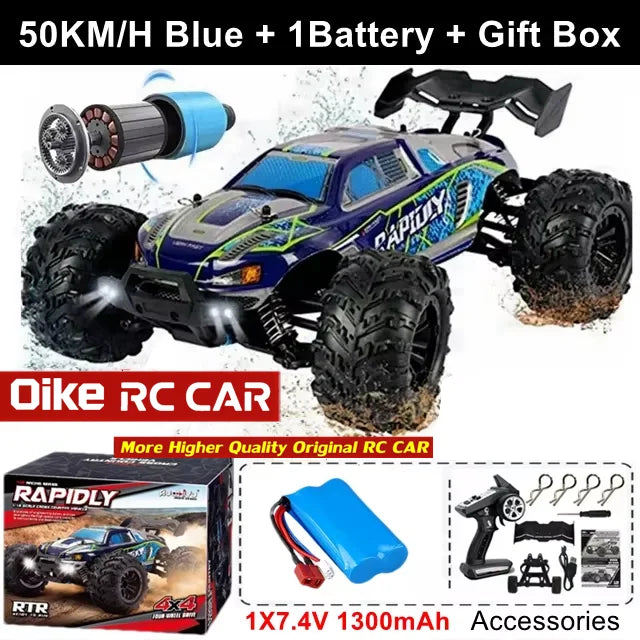 Coche teledirigido Oike 4WD 1:16 80 km/h super sin escobillas 50 km/h con escobillas, 4x4 todoterreno, camión de carreras de alta velocidad, buggy de juguete