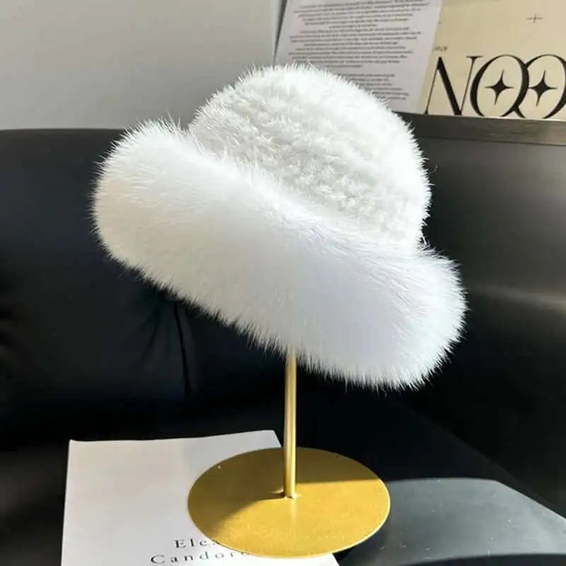 Gorro de piel de visón auténtica para mujer, gorro de pescador a la moda de invierno, gorro de piel de visón Natural con gorros de piel de zorro, gorro de bombardero de punto ruso