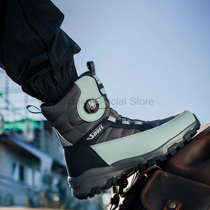 Botas de invierno para hombre 2025, nuevas botas de nieve cálidas, botas de esquí para deportes al aire libre de felpa gruesa, zapatos de invierno antideslizantes impermeables para hombre