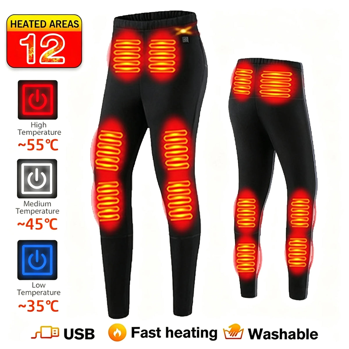 Ropa Interior Térmica Eléctrica con 52 Zonas de Calor, Ropa Térmica de Invierno para Hombre y Mujer, Chaqueta Calefactora, Accesorios de Invierno