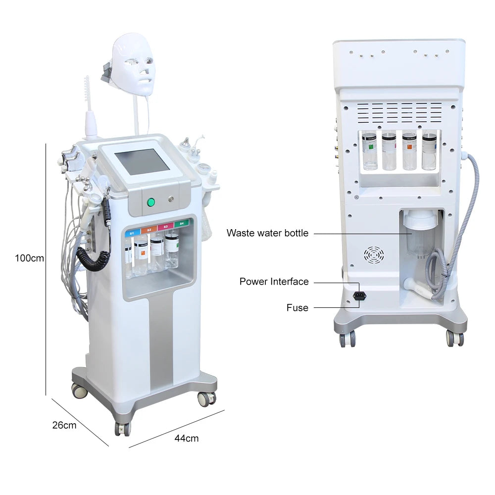 Máquina de Hidrodermoabrasión 12 en 1, Dispositivo de Cuidado Facial con H2O2, Lifting Facial, Limpieza Profunda, Peeling Acuático, Rejuvenecimiento de la Piel, SPA