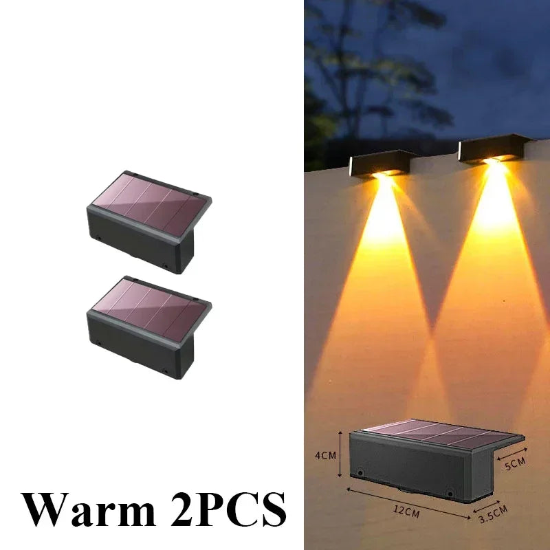 Apliques solares de pared para vallas, luces LED solares para exteriores, impermeables, iluminación descendente para barandillas, buzones, balcones y jardines