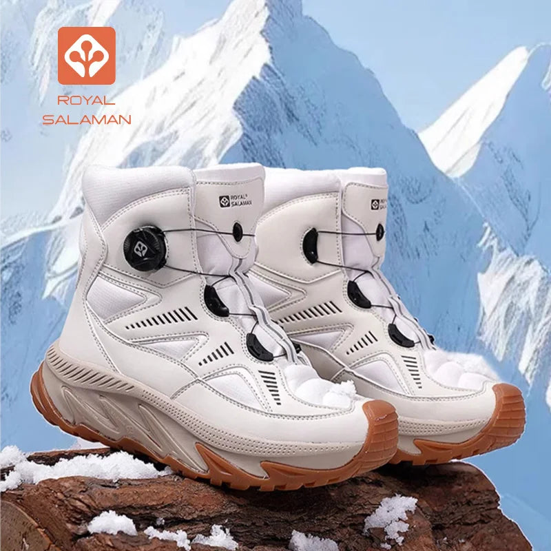 Botas de Nieve para Exteriores SALAMAN 2026, Zapatos de Senderismo para Hombre, Botas Impermeables para Mujer, Zapatillas de Trekking, Botas de Esquí Cálidas de Lana de Caña Alta para Invierno