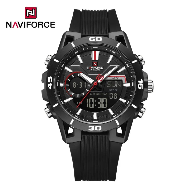7135 NAVIFORCE Men's Dual Time Watch Fashion Sport Water Resistant Countdown Wristwatch Man Chronograph Alarm Clock Reloj Hombre