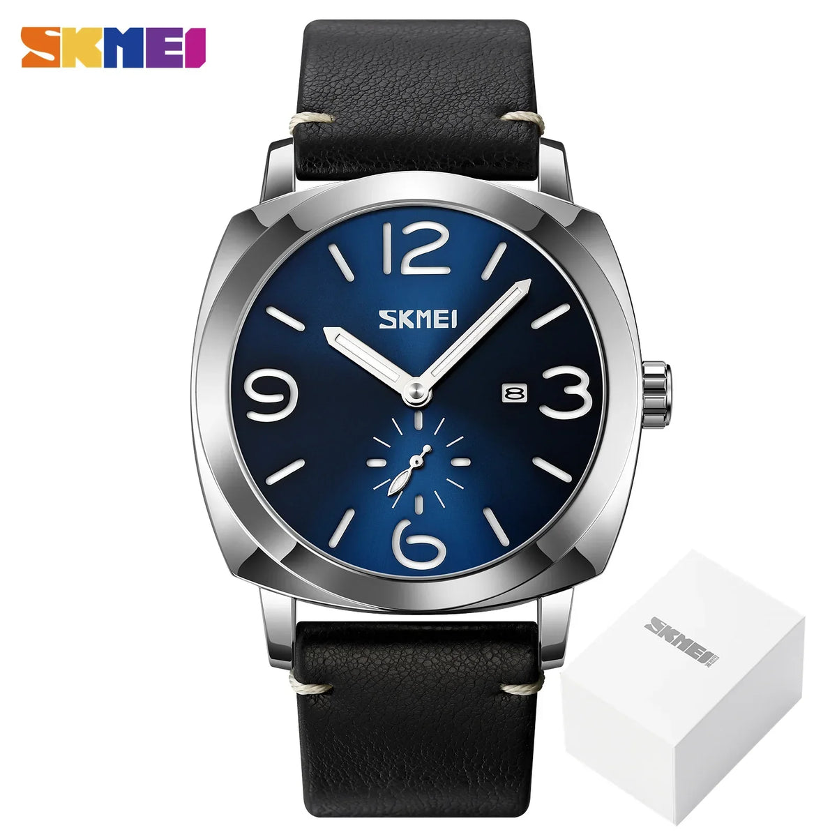 Reloj de pulsera de cuarzo para hombre SKMEI 9305, marca de lujo con correa de cuero auténtico, sencillo, con fecha y hora, reloj deportivo para hombre