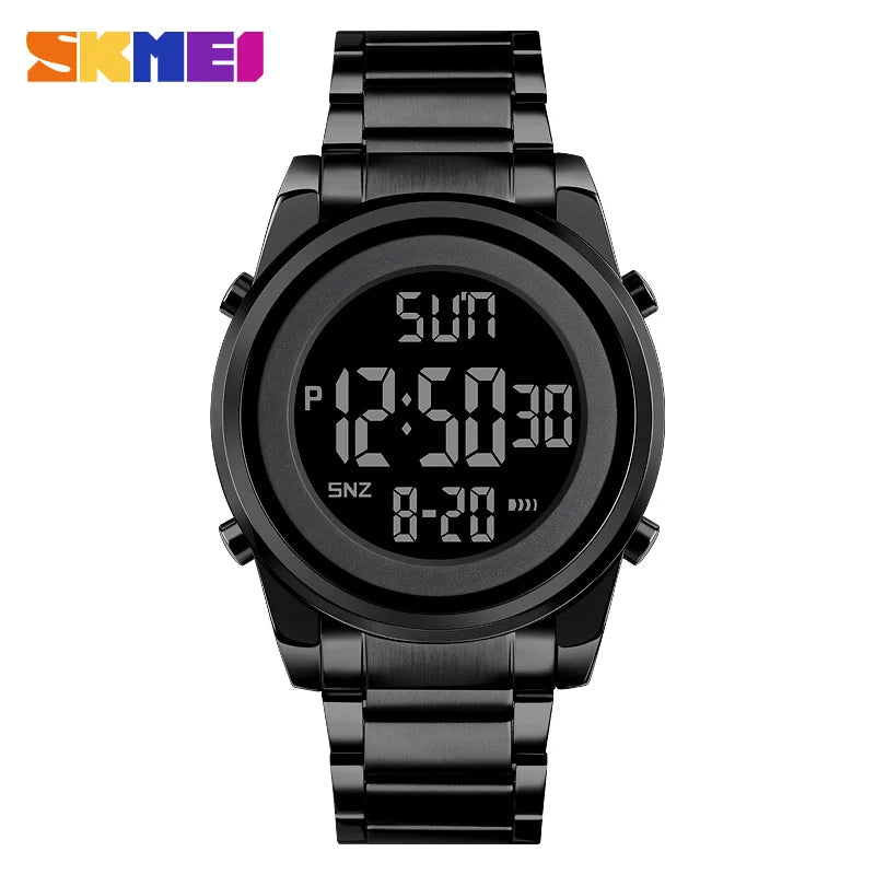 Reloj digital deportivo SKMEI de lujo para hombre, resistente al agua, de acero inoxidable, reloj de pulsera electrónico para caballero, modelo 1611