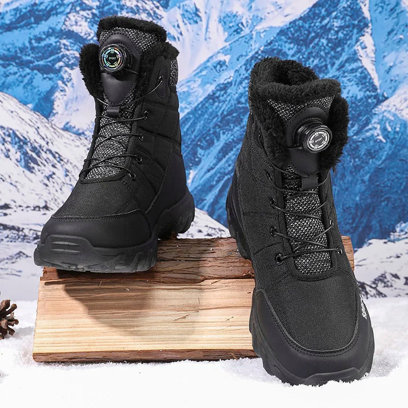 2025 Botas de nieve cómodas y gruesas con forro polar para hombre, zapatos cálidos y versátiles para exteriores, nuevo estilo de invierno, a la moda