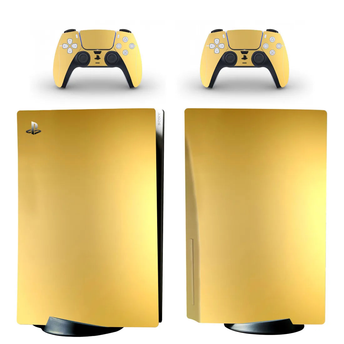 Adhesivo de vinilo color metal cepillado dorado para consola PS5 Slim (disco/digital) y 2 controles, funda para PS5 Pro (disco)
