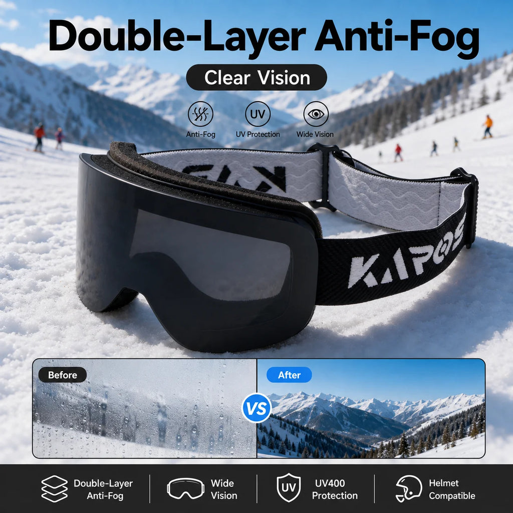 Gafas de esquí Karos de doble capa, antivaho, UV400, ligeras, nuevas, para deportes de invierno, snowboard, motos de nieve, montañismo.