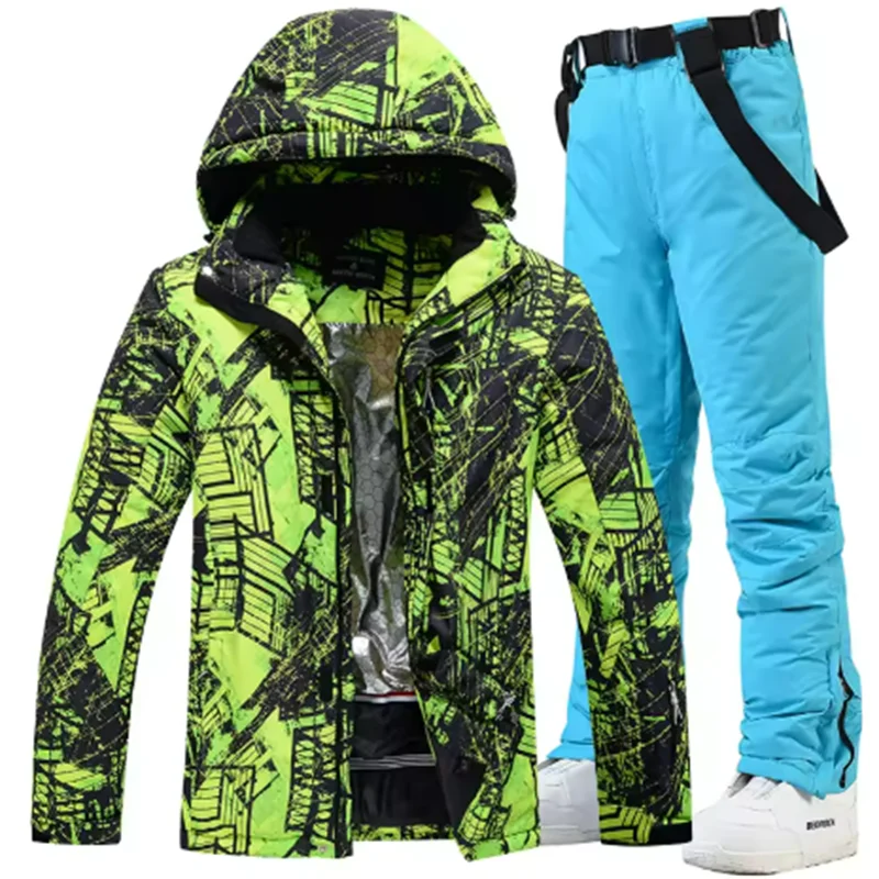 Traje de esquí colorido y cálido para hombre, ropa de snowboard, chaquetas de invierno, pantalones para hombre, ropa impermeable, disfraces de nieve,-30