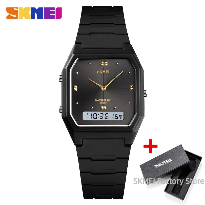 SKMEI 1604 Luxury Quartz Watches for Men Women Simple Waterproof Dual Time Countdown Lady Wristwatches Clock Relogio Masculino