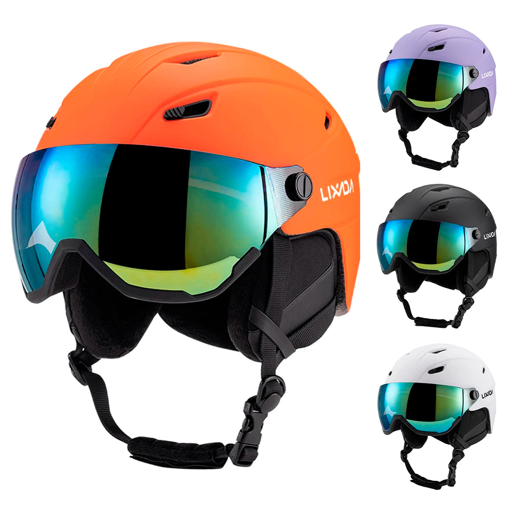 LIXADA Casco de esquí integrado Casco de snowboard para hombres y mujeres con gafas de visera extraíbles Ropa de snowboard para hombres y mujeres
