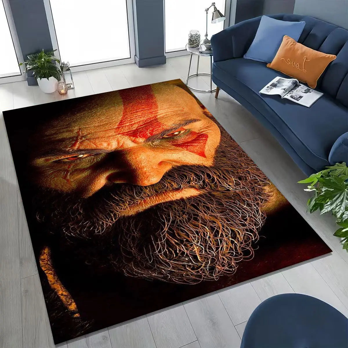 Alfombra de juego 3A de Kratos de God of War Classics para dormitorio, sala de estar, sofá, felpudo de decoración para el hogar, alfombrilla grande antideslizante para juegos de niños