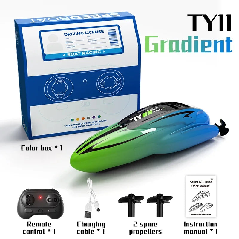 2.4G Mini RC Speedboat Multiple Player Game Double Motor High Speed Ship Lake Pool Bathtub Waterproof RC Stunt Boat Toy for Kids