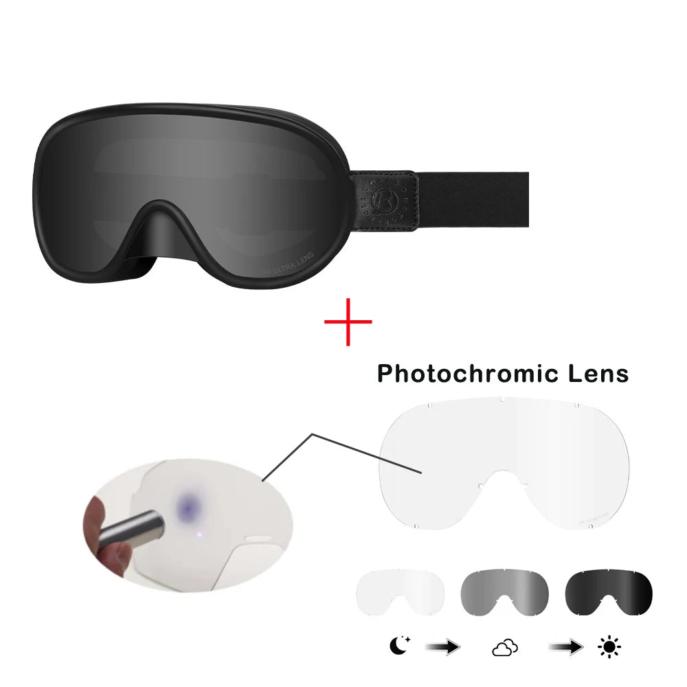 BOLLFO-gafas fotocromáticas Vintage para motocicleta, equipo de equitación para Motocross, UV400, antiniebla, para esquí, moto de nieve y Snowboard