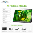 ARZOPA Monitor portátil de 15,6 pulgadas FHD 1080P IPS USB-C Mini-HDMI segunda pantalla externa para PC/MAC/teléfono/Xbox/PS A1