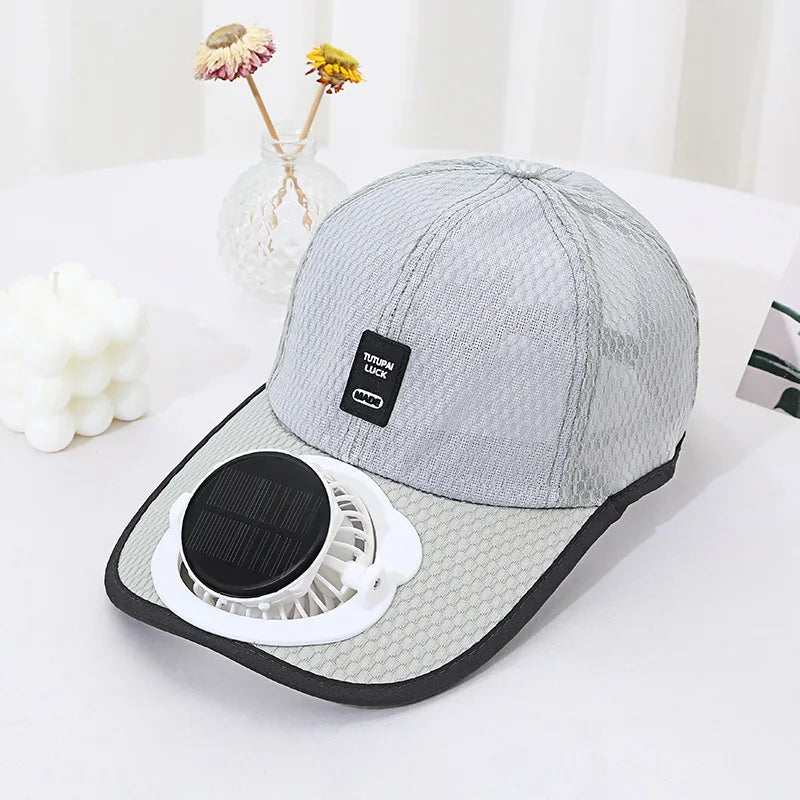 Gorra de béisbol con ventilador solar recargable por USB, gorra de malla con protección solar para verano, ideal para pesca, camping y deportes al aire libre
