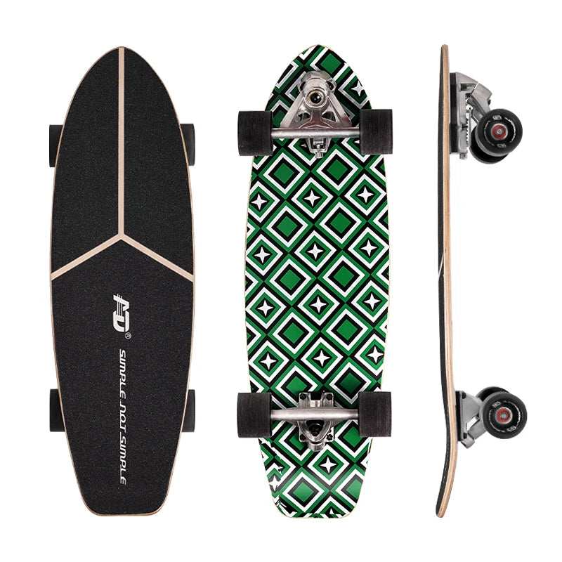 Tabla de Surf Skate Profesional de 8 Capas de Arce Ruso con Patrón Colorido para Calle, Cruiser, Land Surfskate y Uso en Exteriores