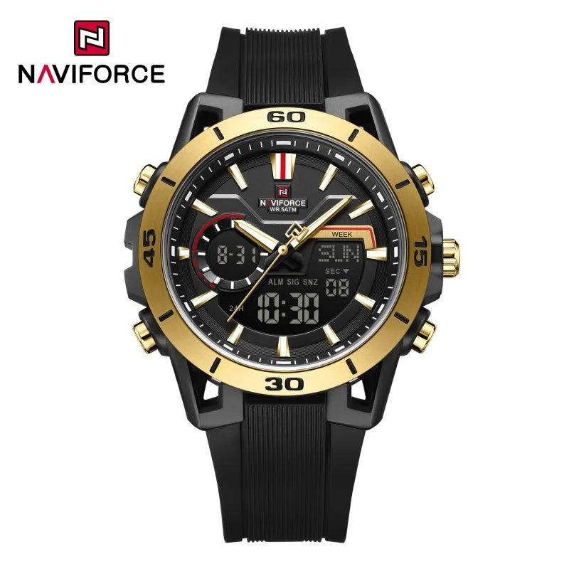 7135 NAVIFORCE Men's Dual Time Watch Fashion Sport Water Resistant Countdown Wristwatch Man Chronograph Alarm Clock Reloj Hombre