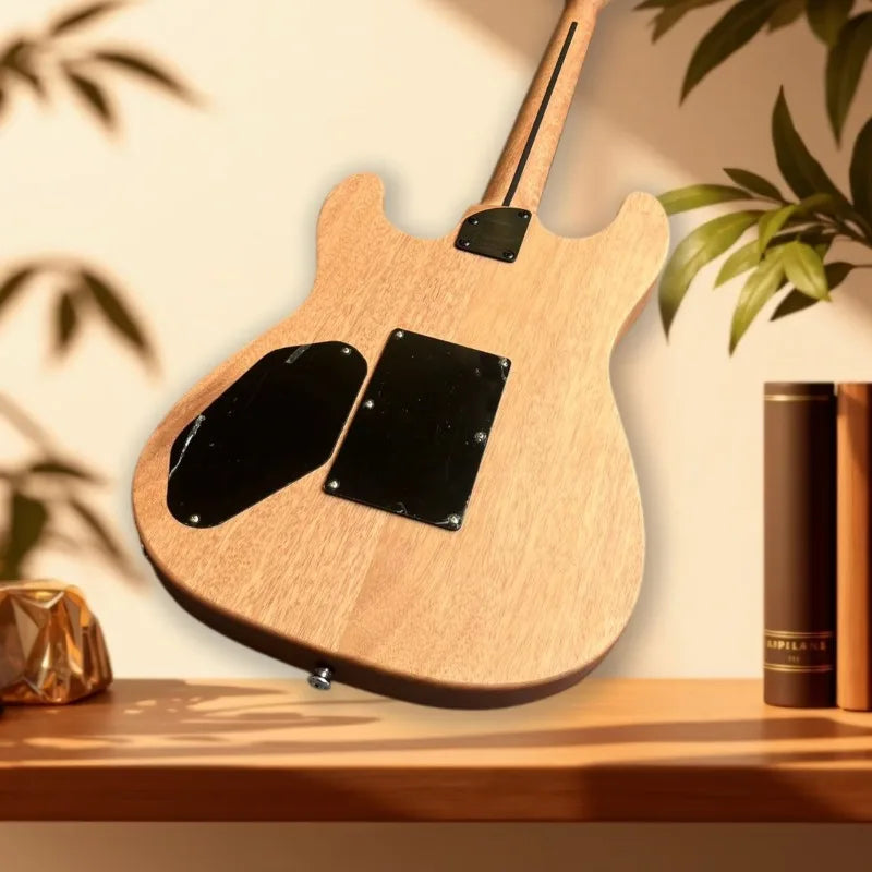 Guitarra acústica-eléctrica híbrida de 6 cuerdas, acabado negro mate, ribete de madera, una sola pastilla, ideal para música folclórica, pop y para usar en el escenario, perfecta para principiantes.