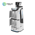 Robot de recepción y entrega automático, cuerpo blanco, panel negro y luz azul