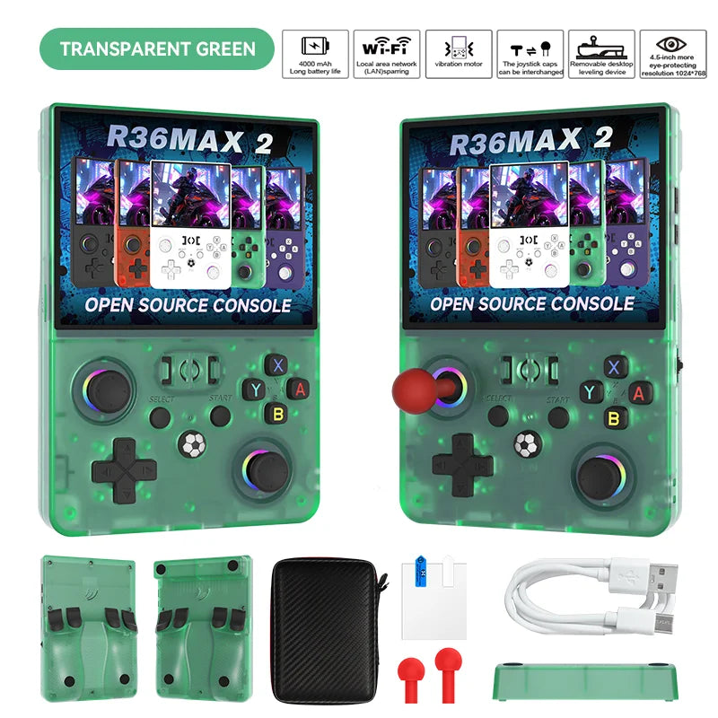MAXⅡ 2026 Consola de Juegos Retro Portátil de 4.5 Pulgadas, Pantalla IPS HD de 1024x768, Sistema Linux de Código Abierto con 2 Joysticks