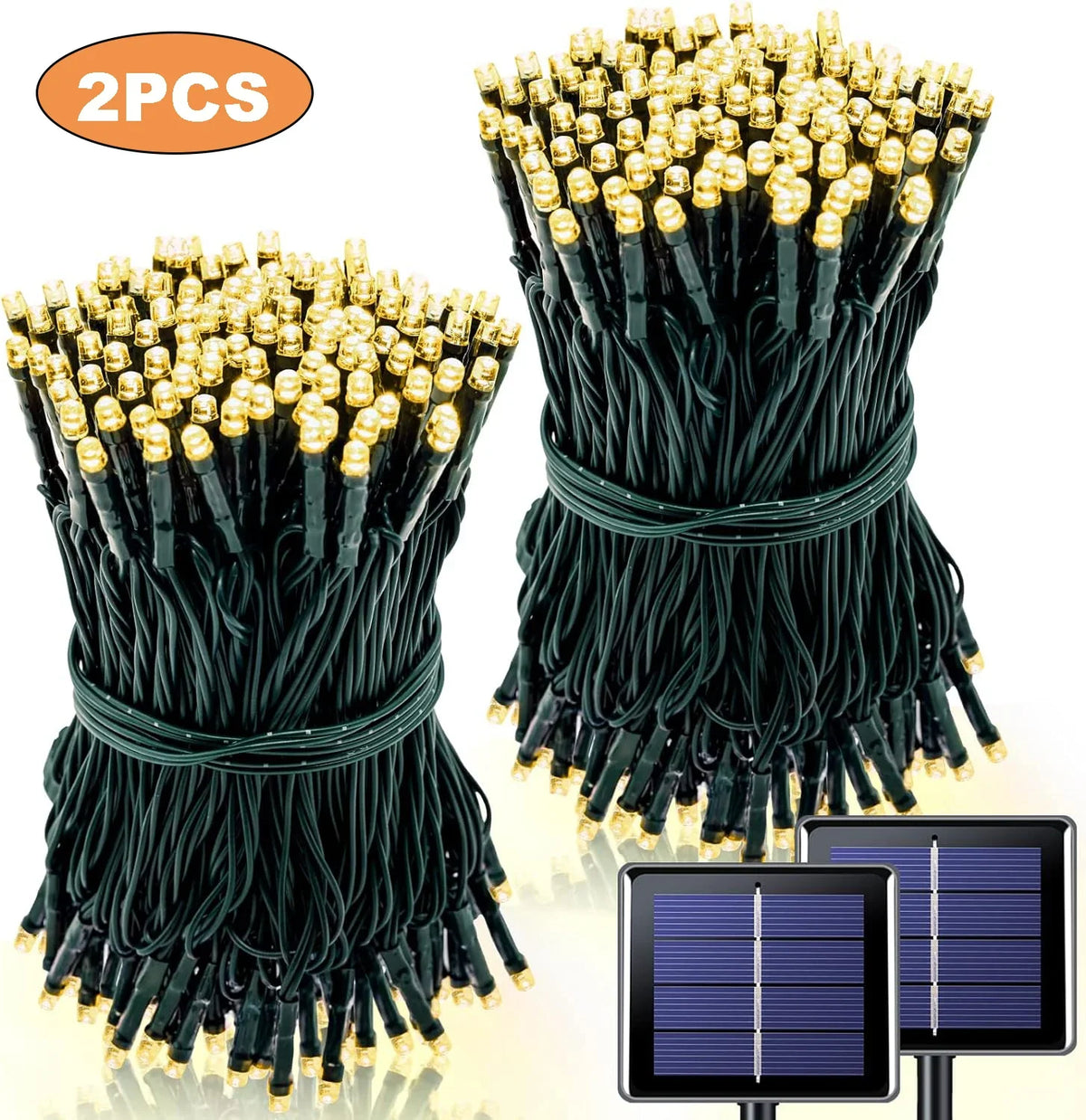 1/2pcs Solar String Lights 100 LED Waterproof 8 Lighting Modes for Courtyard Garden Tree Party Christmas Halloween Decorations