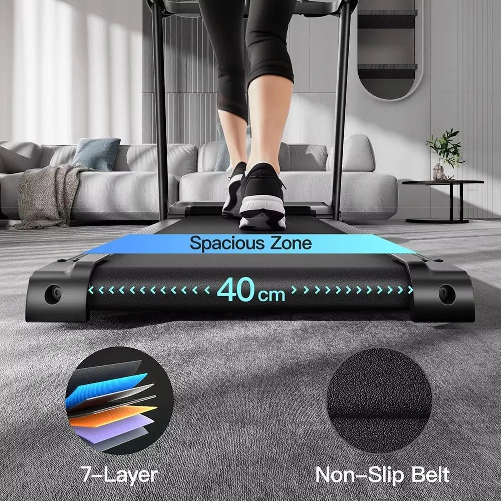 Caminadora plegable de 3,0 CV con inclinación del 15 %, velocidad de 14 km/h, controles inteligentes en el pasamanos, sensor de frecuencia cardíaca, doble sistema de absorción de impactos y banda de 5 capas para ejercicios