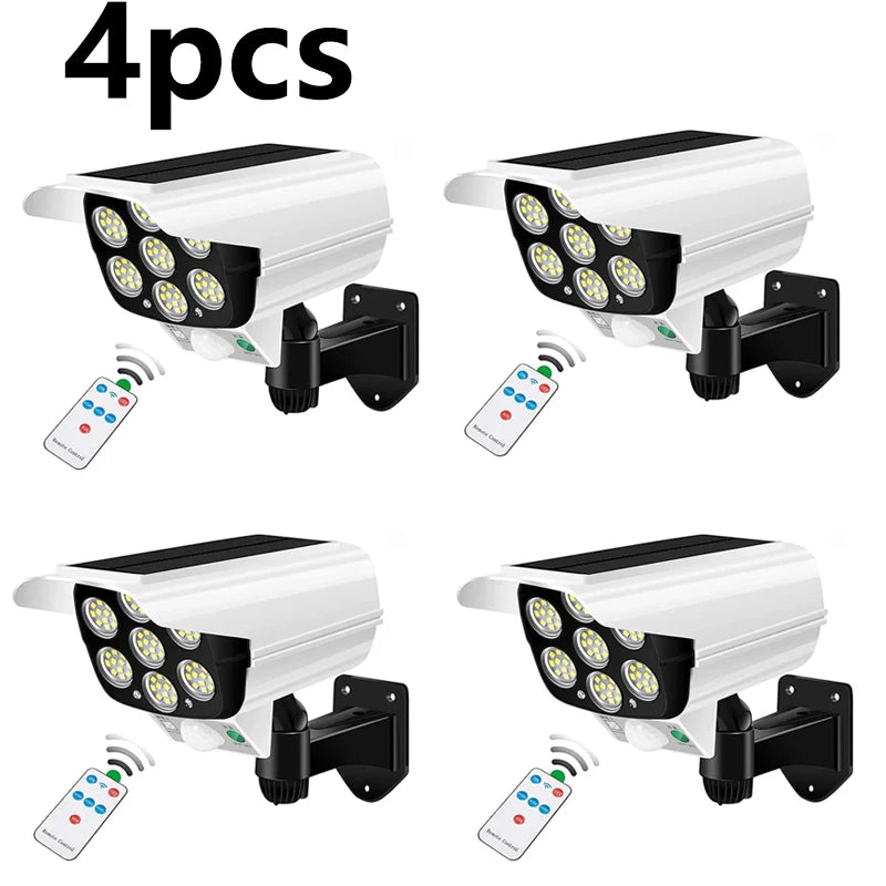 Luces solares con sensor de movimiento para exteriores, 2000 lúmenes, 77 LED, luz LED solar con sensor de movimiento, cámara de seguridad inalámbrica, focos para exteriores