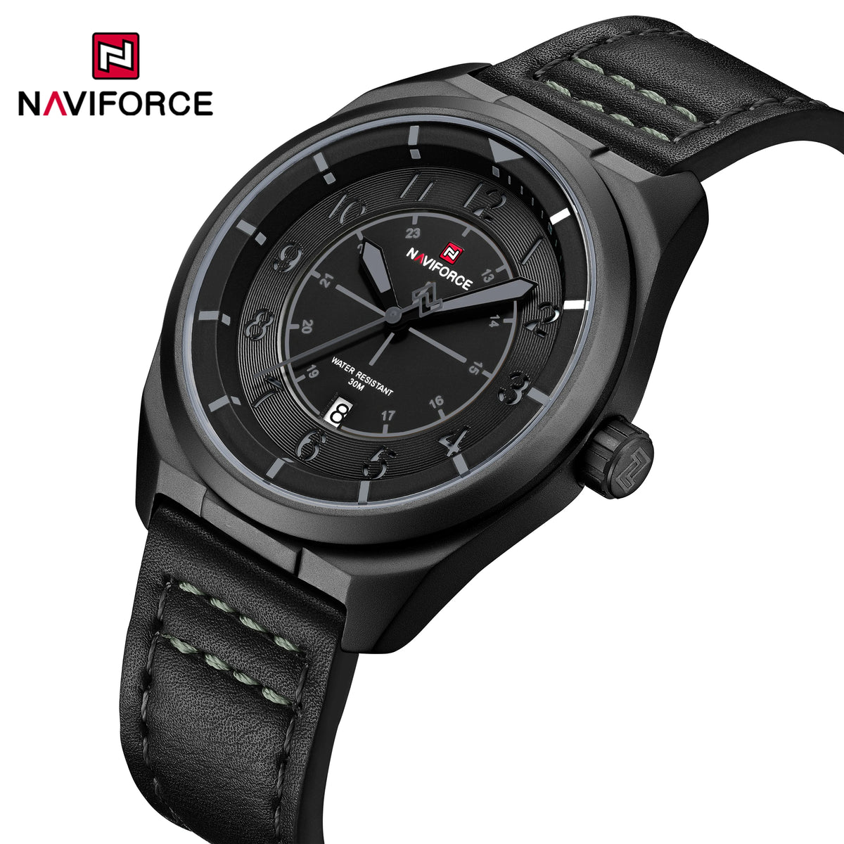 Reloj de pulsera deportivo militar de lujo para hombre NAVIFORCE NF9281, reloj de cuarzo original con fecha automática, correa de piel, resistente al agua, regalo para hombre