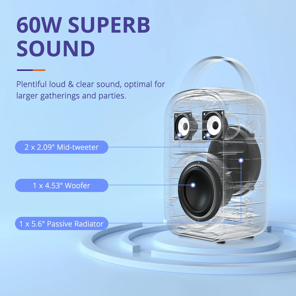 Altavoz Bluetooth Tronsmart Halo 110 con micrófono, sistema de sonido de 3 vías, modos de audio duales, control por aplicación, para fiestas