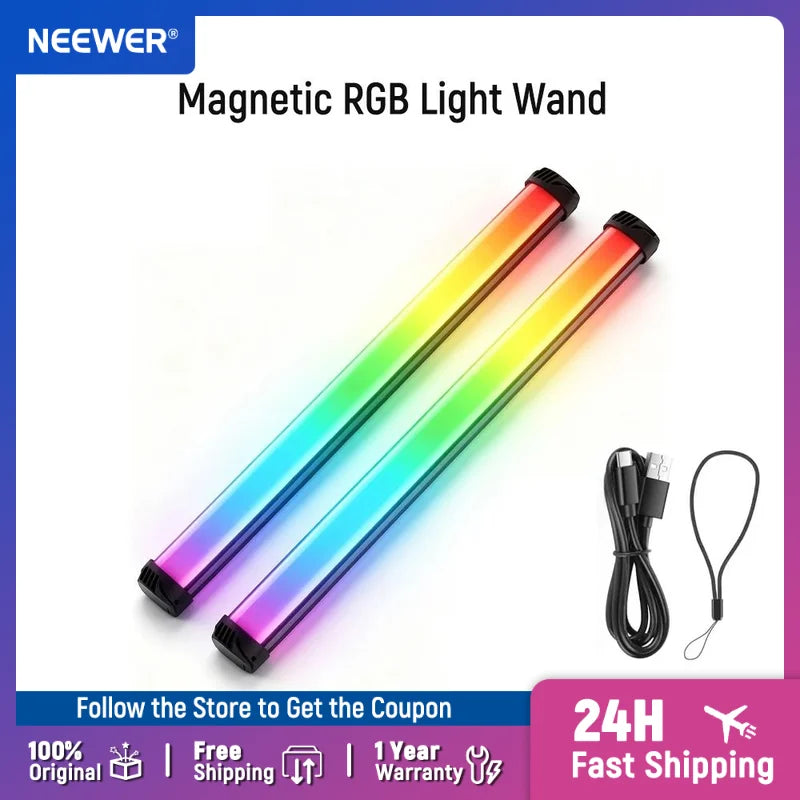 NEEWER Basics - Barra de Luz RGB Magnética de 21 Pulgadas, CRI95, Regulable, 14 W, Barra de Iluminación LED de Mano para Video con 51 Modos RGB