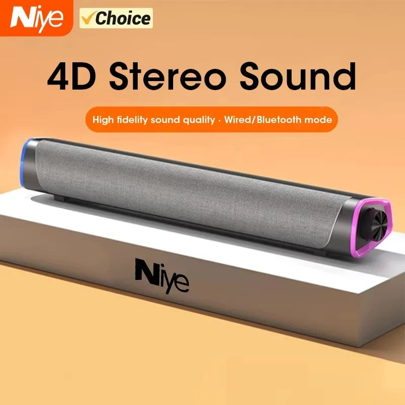 Barra de Sonido Inalámbrica Bluetooth con Subwoofer de Sonido Envolvente 4D para Computadora Portátil MACBOOK, Reproductor de Música