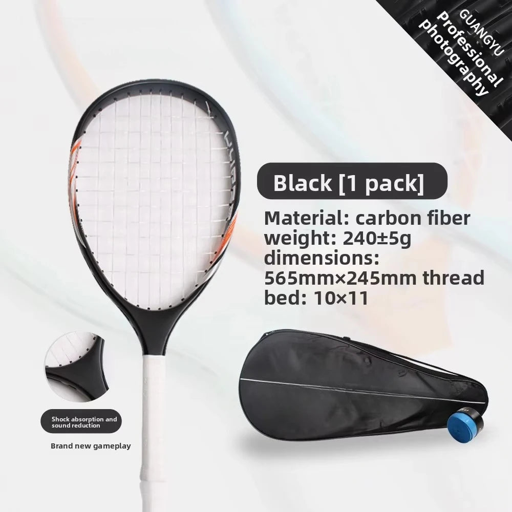 Mini raqueta de tenis de fibra de carbono, lista para encordar, con bajo nivel de ruido y bola de espuma, ideal para canchas de pickleball y como equipo deportivo.
