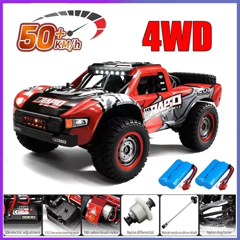 Coche teledirigido SCY16101 16102 de alta velocidad 70 km/h, coche teledirigido con tracción a las cuatro ruedas para niños, motor sin escobillas con LED