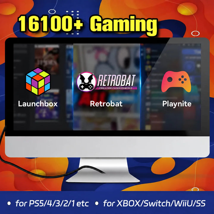 Playzone 1TB para Switch/PS5/Xbox/PS4/PS3/PS2/WIIU 80+Emuladores Launchbox＆Retrobat＆Playnite 16191 Juegos Consola para PC con Windows