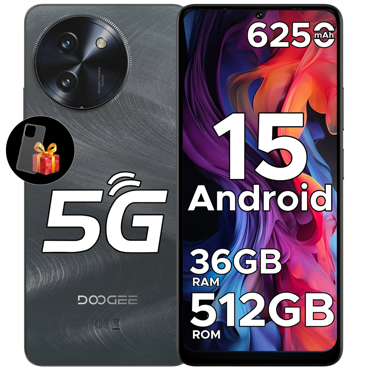 Smartphone Doogee Note59 Pro+ 5G Android 15 6,75" 120Hz, teléfono móvil 12GB RAM 512GB ROM, batería de 6250mAh, versión global, teléfono con NFC