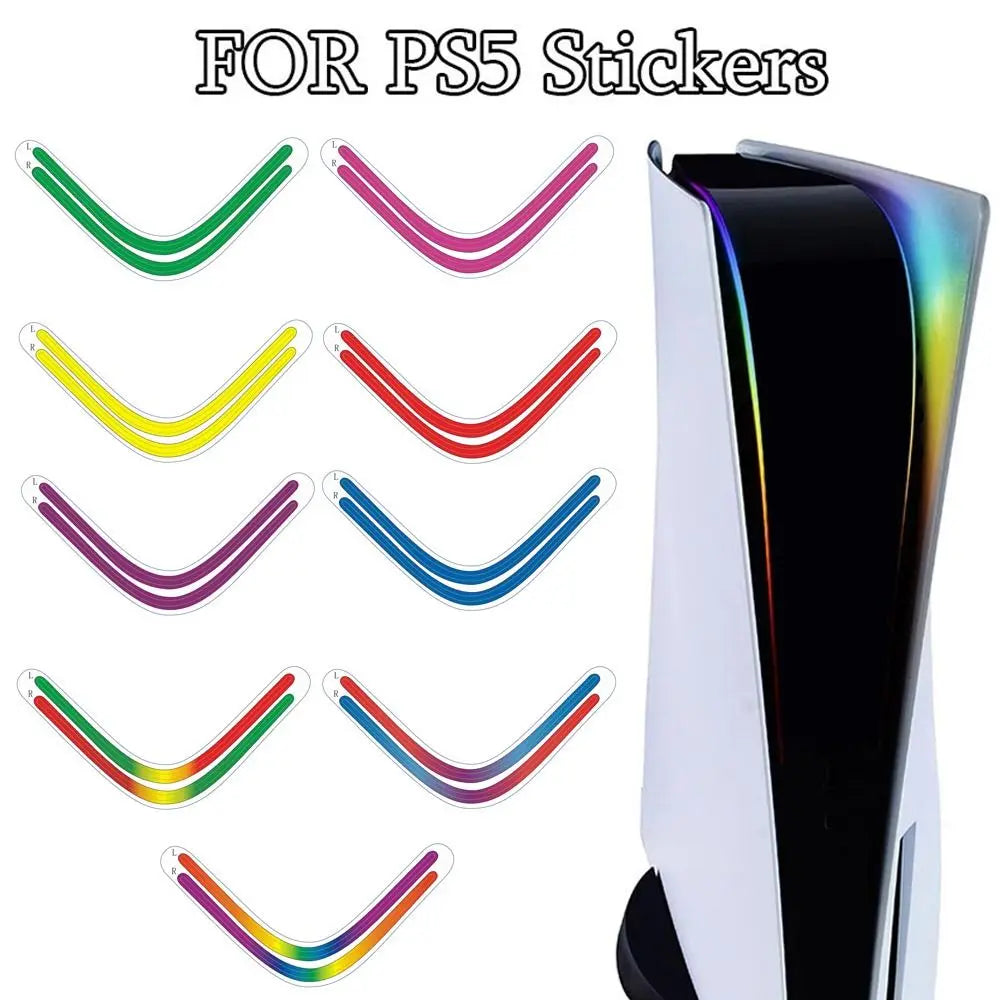 1 juego de pegatinas de degradado arcoíris para barra de luz de consola PS5, calcomanías autoadhesivas para barra de luz LED, accesorios para juegos de PlayStation 5