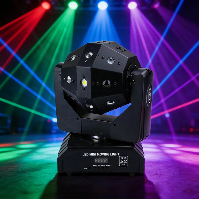 Luz de discoteca profesional, haz LED láser estroboscópico, efectos 3 en 1, cabezal móvil, iluminación de escenario DMX para discoteca, DJ y fiestas en casa