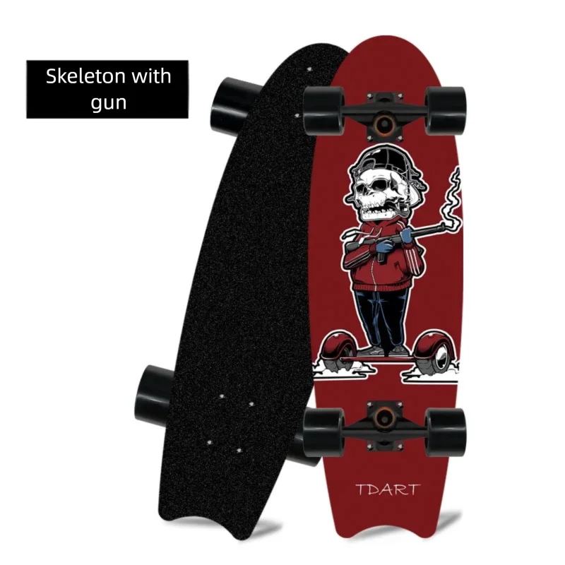Patineta de madera de arce con cuatro ruedas y diseño de cola de pez, ideal para principiantes, para desplazarse y practicar patinaje urbano.