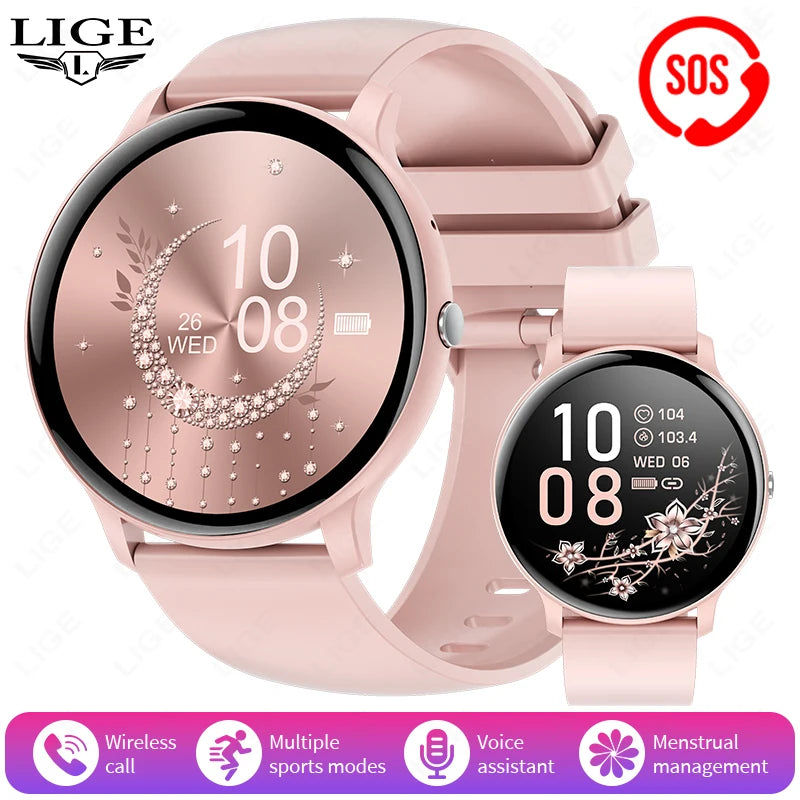 LIGE Waterproof Women Smart Watch Heart Rate Blood Pressure Monitoring Men Smartwatch Sport Ladies Smart Watches For Android IOS
