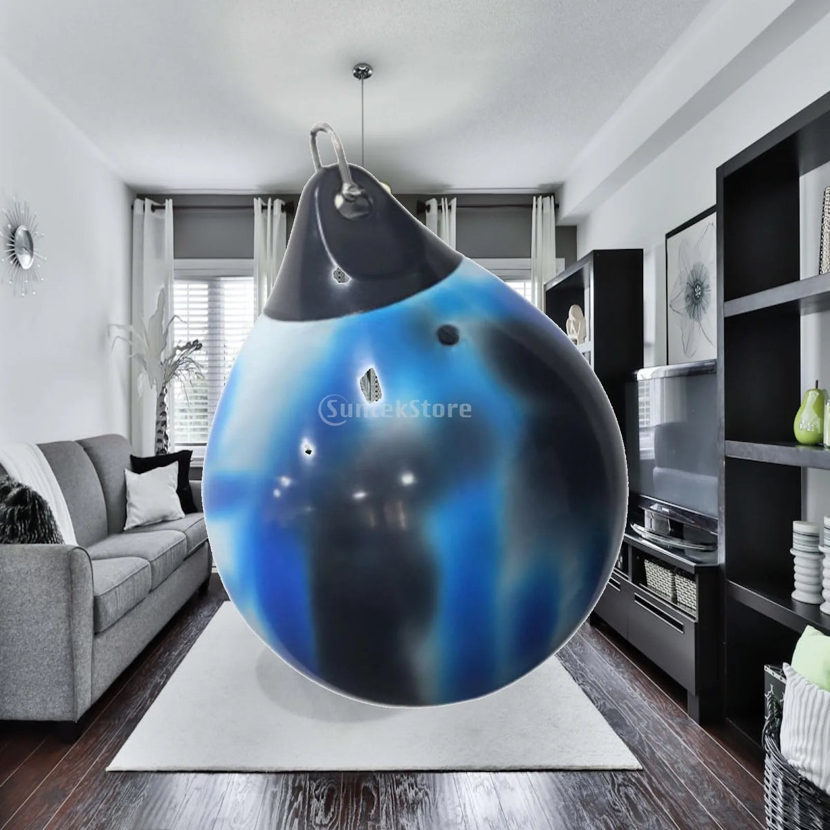 Saco de boxeo con forma de gota de agua, fabricado en PVC, ideal para entrenamiento de velocidad, reacción, agilidad, coordinación ojo-mano y para usar en casa o en el gimnasio.