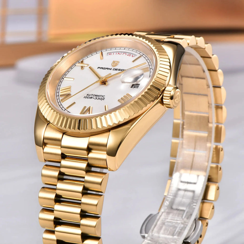 Relojes para hombre PAGANI DESIGN DD40, reloj automático de lujo en color oro y blanco, movimiento japonés, fecha y semana, relojes mecánicos para hombre, novedad 2026