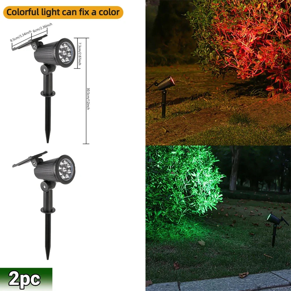 9 focos solares LED, impermeables IP65, luces solares RGB para exteriores, brillo ajustable para jardín, patio y palmeras