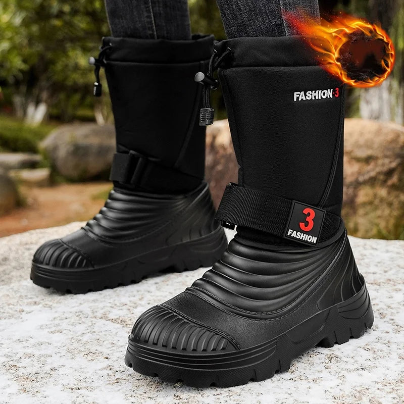 Botas de nieve nuevas para hombre, ideales para otoño e invierno, con forro polar y suela gruesa, resistentes al frío, cálidas para actividades al aire libre, impermeables, antideslizantes y aptas para senderismo.